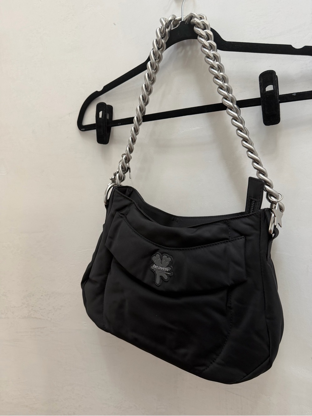 Heaven by Marc Jacob’s Black Women’s Shoulder Bag with Silver Chain Handlet